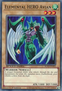 Elemental HERO Avian - Speed Duel GX: Duelists of Shadows (SGX3) #SGX3-ENA02 - Common / Short Print YuGiOh Trading Card