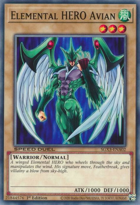 Elemental HERO Avian - Speed Duel GX: Duelists of Shadows YuGiOh trading card