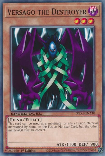 Versago the Destroyer trading card from Speed Duel GX: Duelists of Shadows Versago the Destroyer - Speed Duel GX: Duelists of Shadows YuGiOh trading card