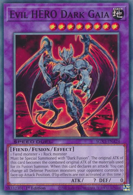 Evil HERO Dark Gaia - Speed Duel GX: Duelists of Shadows YuGiOh trading card
