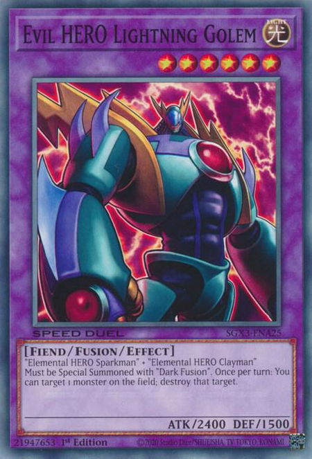 Evil HERO Lightning Golem - Speed Duel GX: Duelists of Shadows YuGiOh trading card