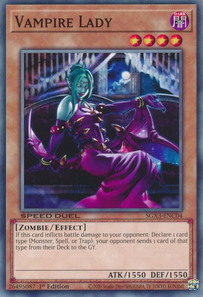 Vampire Lady trading card from Speed Duel GX: Duelists of Shadows Vampire Lady - Speed Duel GX: Duelists of Shadows YuGiOh trading card