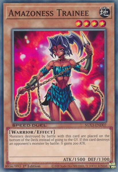 Amazoness Trainee trading card from Speed Duel GX: Duelists of Shadows Amazoness Trainee - Speed Duel GX: Duelists of Shadows YuGiOh trading card