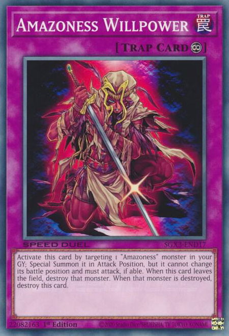 Amazoness Willpower trading card from Speed Duel GX: Duelists of Shadows Amazoness Willpower - Speed Duel GX: Duelists of Shadows YuGiOh trading card