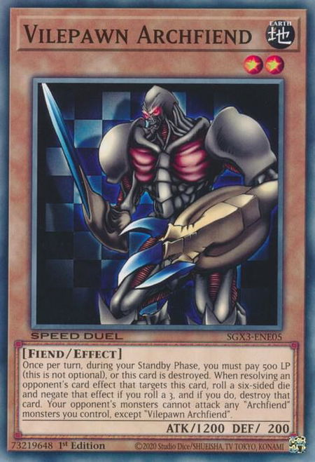 Vilepawn Archfiend - Speed Duel GX: Duelists of Shadows YuGiOh trading card