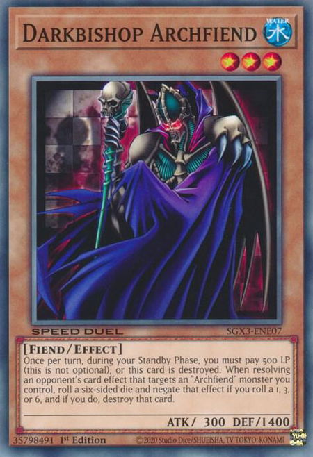Darkbishop Archfiend trading card from Speed Duel GX: Duelists of Shadows Darkbishop Archfiend - Speed Duel GX: Duelists of Shadows YuGiOh trading card