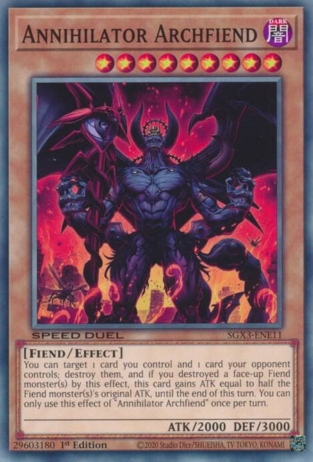 Annihilator Archfiend - Speed Duel GX: Duelists of Shadows YuGiOh trading card