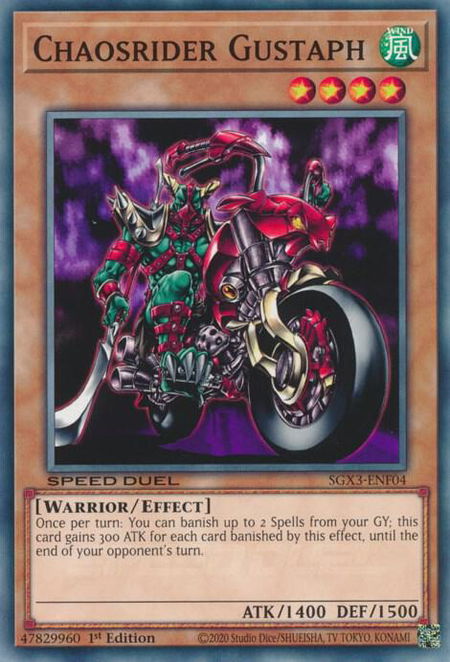 Chaosrider Gustaph - Speed Duel GX: Duelists of Shadows YuGiOh trading card