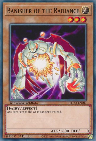 Banisher of the Radiance trading card from Speed Duel GX: Duelists of Shadows Banisher of the Radiance - Speed Duel GX: Duelists of Shadows YuGiOh trading card