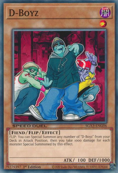 D-Boyz trading card from Speed Duel GX: Duelists of Shadows D-Boyz - Speed Duel GX: Duelists of Shadows YuGiOh trading card