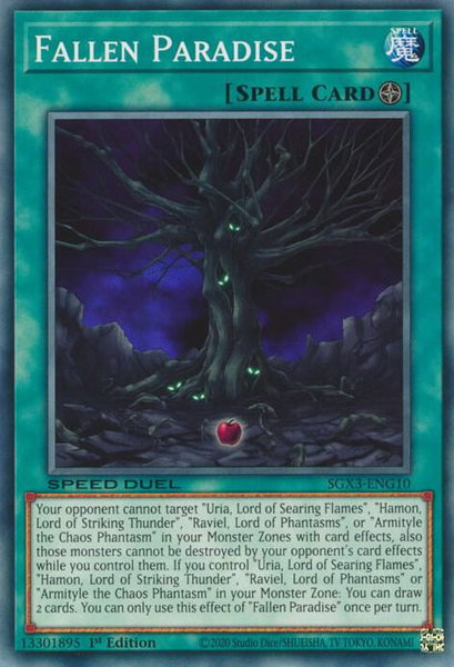 Fallen Paradise trading card from Speed Duel GX: Duelists of Shadows Fallen Paradise - Speed Duel GX: Duelists of Shadows YuGiOh trading card