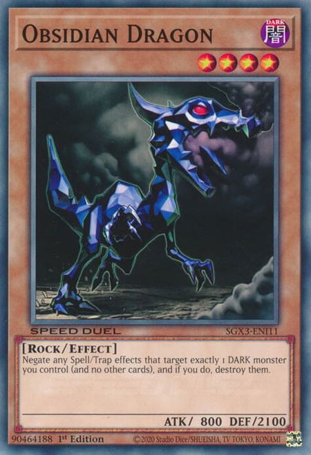 Obsidian Dragon - Speed Duel GX: Duelists of Shadows YuGiOh trading card