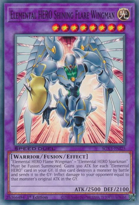 Elemental HERO Shining Flare Wingman - Speed Duel GX: Duelists of Shadows YuGiOh trading card