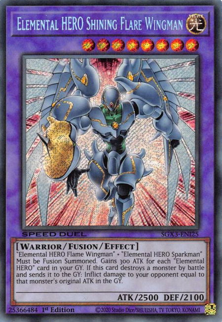 Elemental HERO Shining Flare Wingman (Secret Rare) - Speed Duel GX: Duelists of Shadows YuGiOh trading card