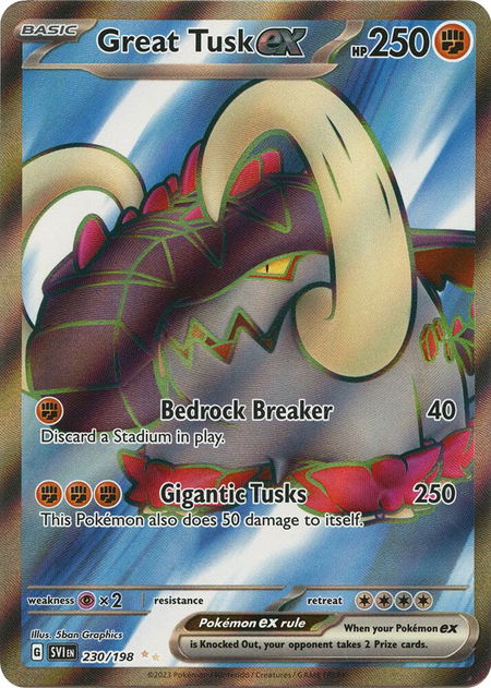 Great Tusk ex - 230/198 - SV01: Scarlet & Violet Base Set Pokémon trading card