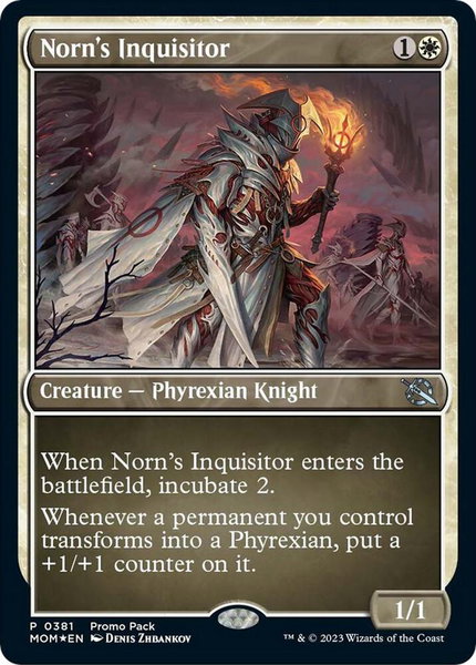 Norn's Inquisitor trading card from Promo Pack: March of the Machine Norn's Inquisitor - Promo Pack: March of the Machine Magic: The Gathering trading card