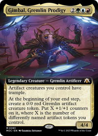 Gimbal, Gremlin Prodigy (Extended Art) - Commander: March of the Machine (MOC) #91 - Mythic Magic: The Gathering Trading Card