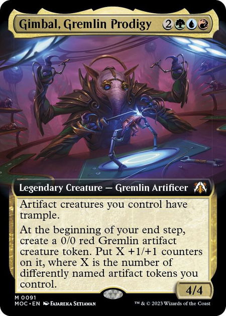 Gimbal, Gremlin Prodigy (Extended Art) - Commander: March of the Machine Magic: The Gathering trading card