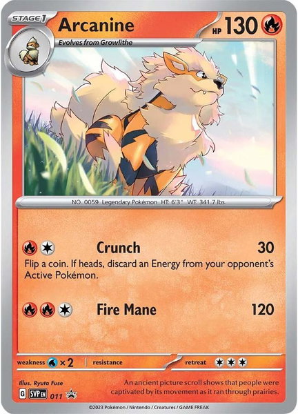 Arcanine - 011 trading card from SV: Scarlet & Violet Promo Cards Arcanine - 011 - SV: Scarlet & Violet Promo Cards Pokémon trading card