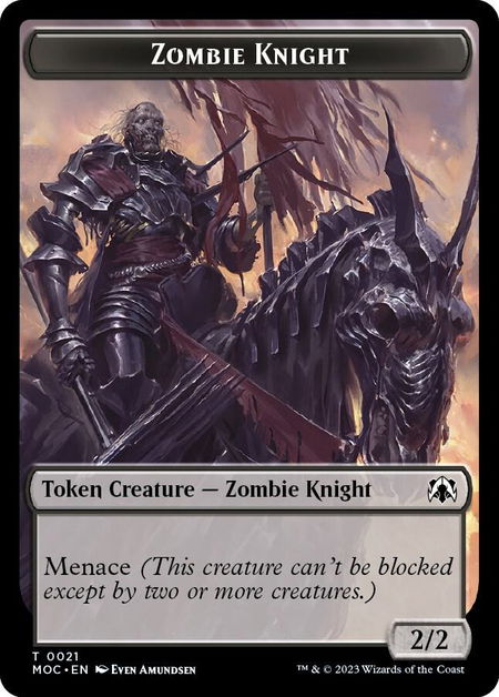 Zombie Knight // Human Double-sided Token - Commander: March of the Machine Magic: The Gathering trading card