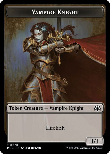 Vampire Knight // Soldier Double-sided Token - Commander: March of the Machine Magic: The Gathering trading card