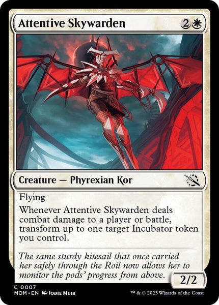 Attentive Skywarden trading card from March of the Machine Attentive Skywarden - March of the Machine Magic: The Gathering trading card