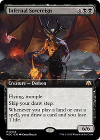 Infernal Sovereign (Extended Art) - Commander: March of the Machine (MOC) #83 - Mythic Magic: The Gathering Trading Card