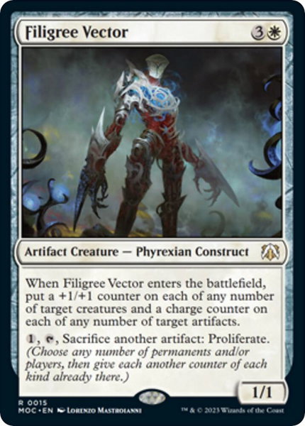 Filigree Vector trading card from Commander: March of the Machine Filigree Vector - Commander: March of the Machine Magic: The Gathering trading card