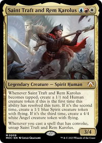 Saint Traft and Rem Karolus - Commander: March of the Machine (MOC) #9 - Mythic Magic: The Gathering Trading Card