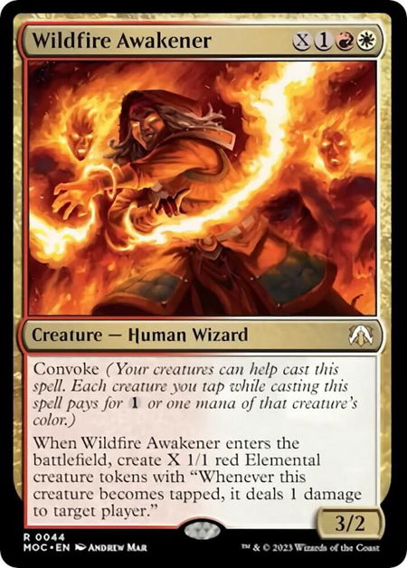Wildfire Awakener trading card from Commander: March of the Machine Wildfire Awakener - Commander: March of the Machine Magic: The Gathering trading card