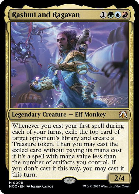 Rashmi and Ragavan trading card from Commander: March of the Machine Rashmi and Ragavan - Commander: March of the Machine Magic: The Gathering trading card