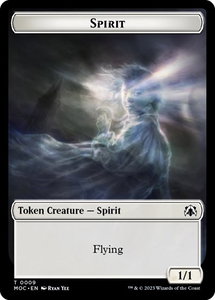 Spirit (0009) // Spirit (0013) Double-sided Token - Commander: March of the Machine (MOC) #9 // 13 - Token Magic: The Gathering Trading Card