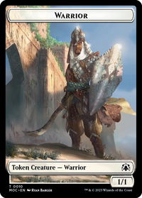 Warrior // Emblem - Elspeth, Sun's Champion Double-sided Token - Commander: March of the Machine (MOC) #10 // 43 - Token Magic: The Gathering Trading Card
