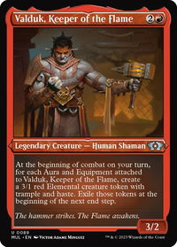 Valduk, Keeper of the Flame (Foil Etched) - March of the Machine: Multiverse Legends (MUL) #89 - Uncommon Magic: The Gathering Trading Card