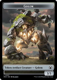Golem // Clue Double-sided Token - Commander: March of the Machine (MOC) #37 // 33 - Token Magic: The Gathering Trading Card