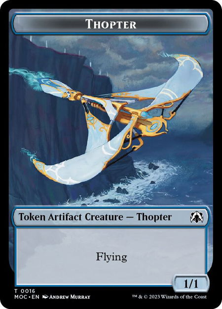 Thopter // Gold Double-sided Token trading card from Commander: March of the Machine Thopter // Gold Double-sided Token - Commander: March of the Machine Magic: The Gathering trading card