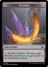 Feather // Servo Double-sided Token - Commander: March of the Machine (MOC) #23 // 42 - Token Magic: The Gathering Trading Card