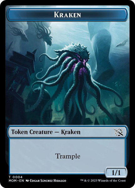 Kraken Token trading card from March of the Machine Kraken Token - March of the Machine Magic: The Gathering trading card