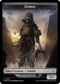 Zombie Token - March of the Machine (MOM) #5 - Token Magic: The Gathering Trading Card