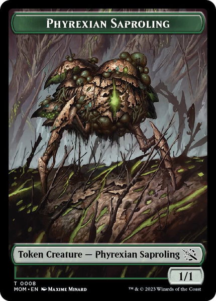 Phyrexian Saproling Token trading card from March of the Machine Phyrexian Saproling Token - March of the Machine Magic: The Gathering trading card