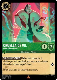 Cruella De Vil - Miserable as Usual - The First Chapter (1) #72/204 - Rare Disney Lorcana Trading Card