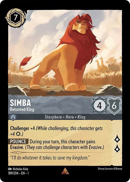 Simba - Returned King - The First Chapter Disney Lorcana trading card