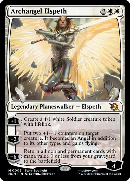 Archangel Elspeth trading card from Promo Pack: March of the Machine Archangel Elspeth - Promo Pack: March of the Machine Magic: The Gathering trading card