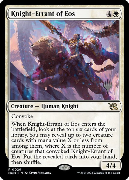 Knight-Errant of Eos trading card from Promo Pack: March of the Machine Knight-Errant of Eos - Promo Pack: March of the Machine Magic: The Gathering trading card