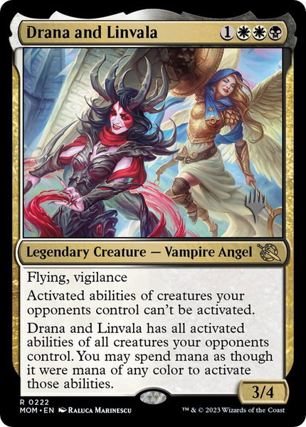 Drana and Linvala trading card from Promo Pack: March of the Machine Drana and Linvala - Promo Pack: March of the Machine Magic: The Gathering trading card