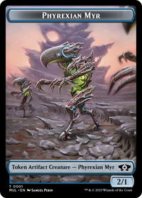 Phyrexian Myr // Emblem - Wrenn and Realmbreaker Double-Sided Token - March of the Machine (MOM) #1 // 23 - Token Magic: The Gathering Trading Card
