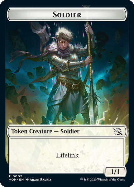 Soldier // Dinosaur Double-Sided Token - March of the Machine Magic: The Gathering trading card