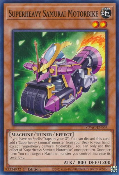 Superheavy Samurai Motorbike trading card from Cyberstorm Access Superheavy Samurai Motorbike - Cyberstorm Access YuGiOh trading card