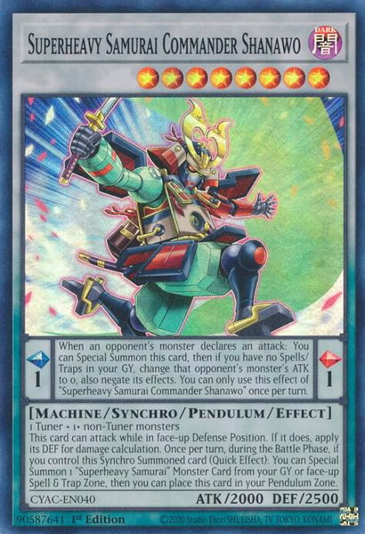 Superheavy Samurai Commander Shanawo trading card from Cyberstorm Access Superheavy Samurai Commander Shanawo - Cyberstorm Access YuGiOh trading card