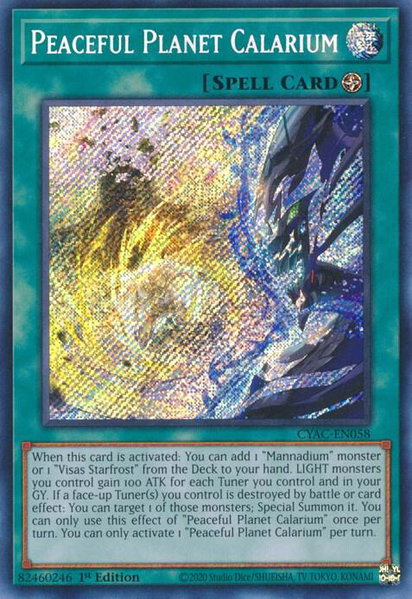 Peaceful Planet Calarium trading card from Cyberstorm Access Peaceful Planet Calarium - Cyberstorm Access YuGiOh trading card